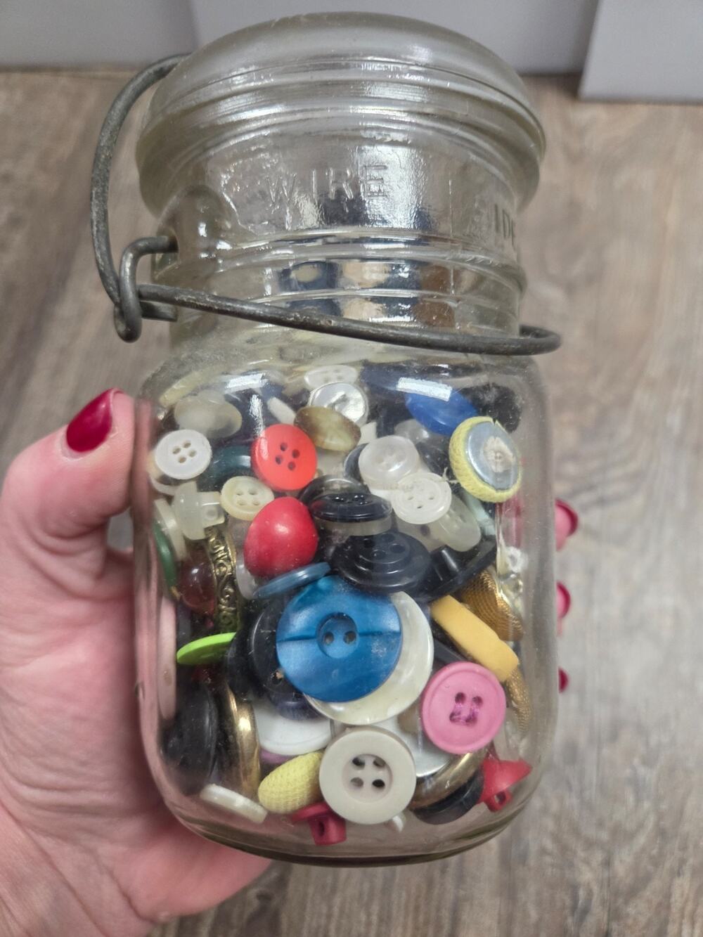 Lot of Vintage Antique Buttons Mason Ball Ideal #14a Jar